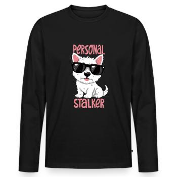 Personal Stalker – Westie avec style - T-shirt manches longues Premium bio Homme - noir - Devant - Nico (187cm)