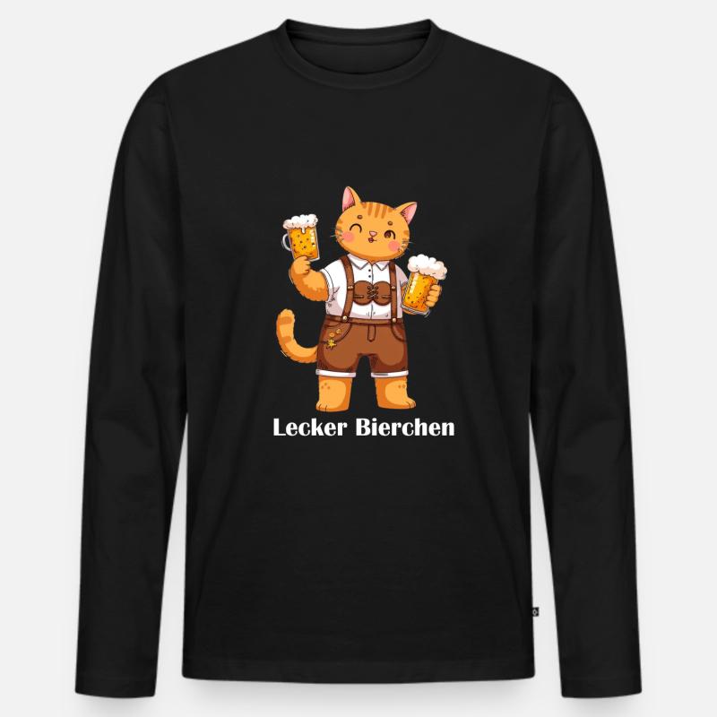 Lecker Bierchen Katze Bier Katzenliebhaber - Männer Premium Bio Langarmshirt - Schwarz