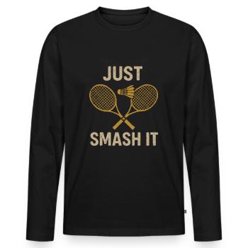 Just smash! - Men's Premium Organic Long Sleeve Shirt - black - Front - Nico (187cm)