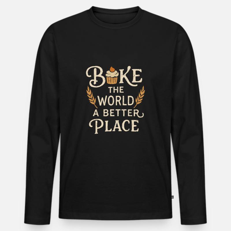 Back dich glücklich! - Männer Premium Bio Langarmshirt - Schwarz