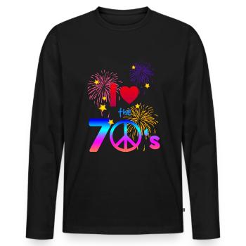 70er Liebe - Männer Premium Bio Langarmshirt - Schwarz - Vorne - Nico (187cm)