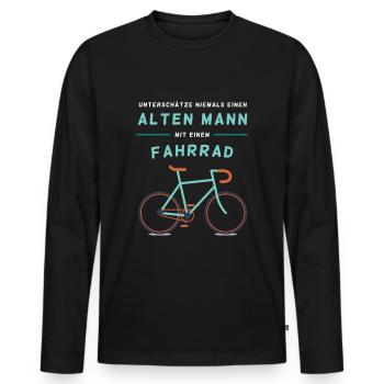 Bicycle - Old man - Men's Premium Organic Long Sleeve Shirt - black - Front - Nico (187cm)