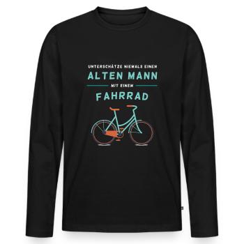 Bicycle - Old man - Men's Premium Organic Long Sleeve Shirt - black - Front - Nico (187cm)