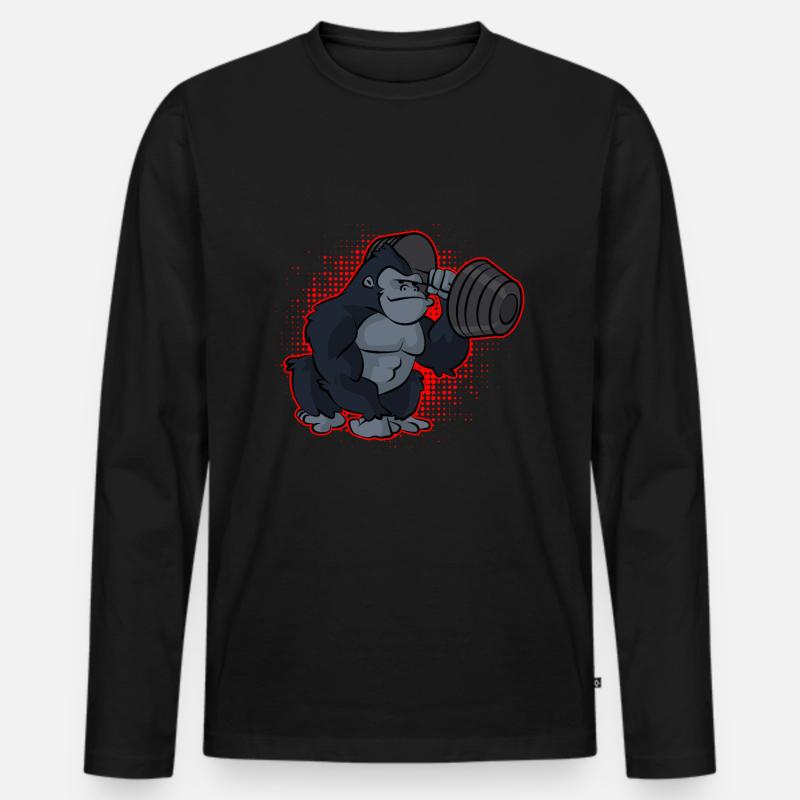 Gorilla Krafttraining - Männer Premium Bio Langarmshirt - Schwarz