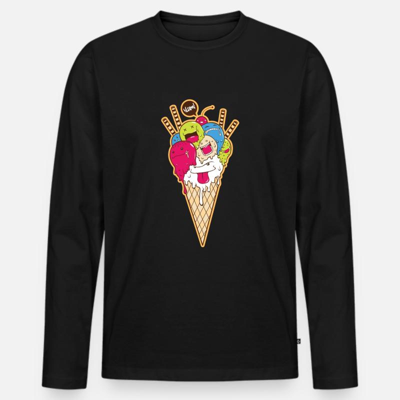 Eistüte Comic Gesichter - Männer Premium Bio Langarmshirt - Schwarz