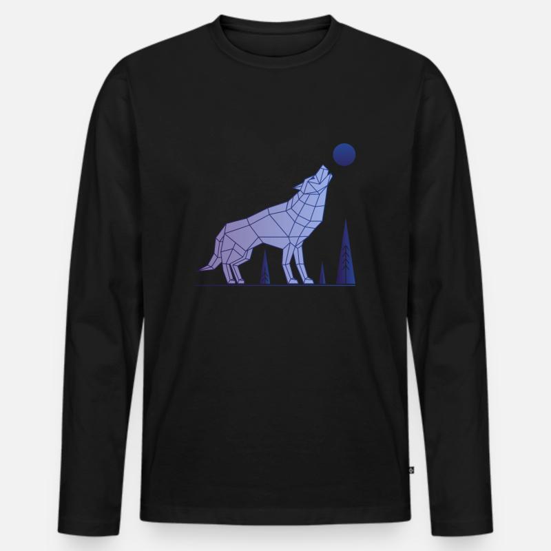 Wolf Alpha Abstrakt - Männer Premium Bio Langarmshirt - Schwarz