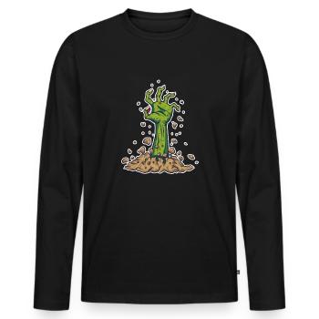 Zombie - T-shirt manches longues Premium bio Homme - noir - Devant - Nico (187cm)