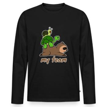 L’équipe Lentement - T-shirt manches longues Premium bio Homme - noir - Devant - Nico (187cm)