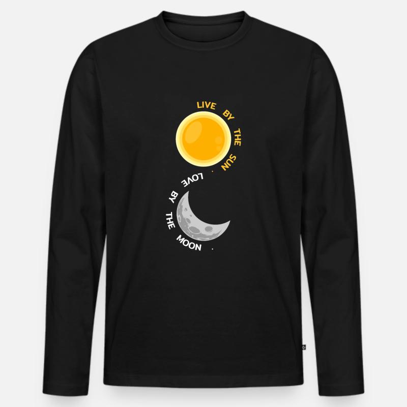 Sonne Und Mond - Männer Premium Bio Langarmshirt - Schwarz