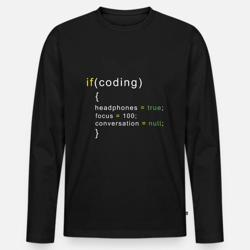 Coder coding - Men's Premium Organic Long Sleeve Shirt - black