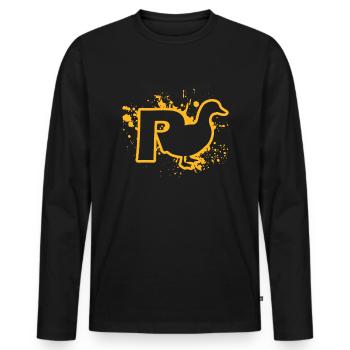 Rente Ente - Männer Premium Bio Langarmshirt - Schwarz - Vorne - Nico (187cm)