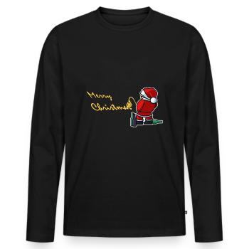Merry Christmas Funny - Men's Premium Organic Long Sleeve Shirt - black - Front - Nico (187cm)