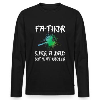 Papa père Fathor - T-shirt manches longues Premium bio Homme - noir - Devant - Nico (187cm)