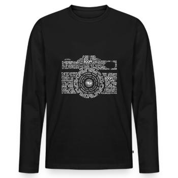 Description de la caméra - T-shirt manches longues Premium bio Homme - noir - Devant - Nico (187cm)