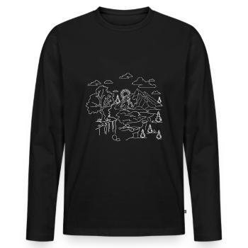 Paysage de mère nature - T-shirt manches longues Premium bio Homme - noir - Devant - Nico (187cm)