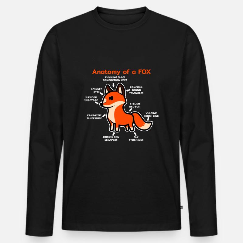 Anatomie eines Fuchs - Männer Premium Bio Langarmshirt - Schwarz