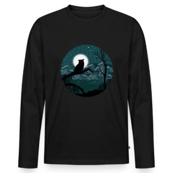 Night owl starry sky - Men's Premium Organic Long Sleeve Shirt - black - Front - Nico (187cm)