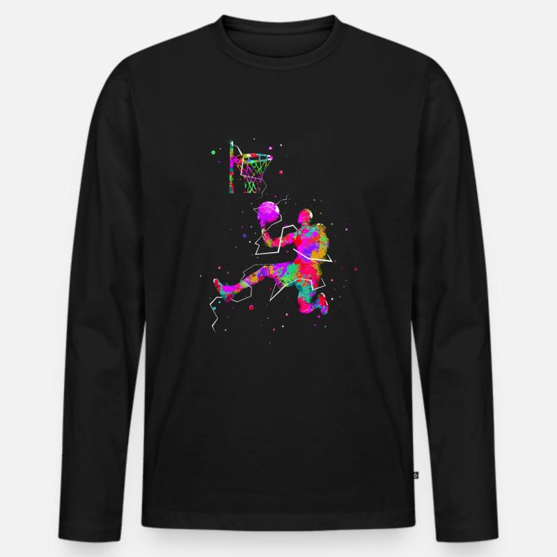 Basketball Korb - Männer Premium Bio Langarmshirt - Schwarz