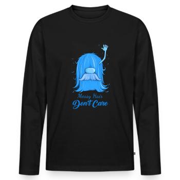 Messy Hair Don't Care Hair - Men's Premium Organic Long Sleeve Shirt - black - Front - Nico (187cm)