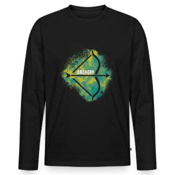 Bogenschießen - Männer Premium Bio Langarmshirt - Schwarz - Vorne - Nico (187cm)