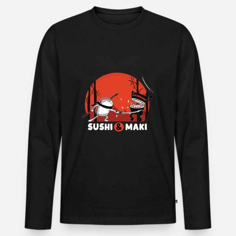Sushi & Maki - Männer Premium Bio Langarmshirt - Schwarz