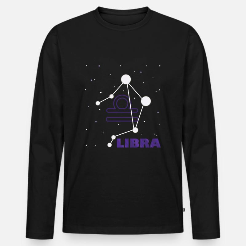 Sternzeichen Waage - Männer Premium Bio Langarmshirt - Schwarz