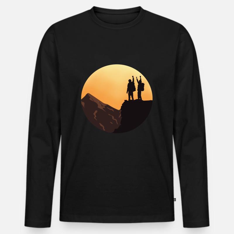 Wanderer Freiheit - Männer Premium Bio Langarmshirt - Schwarz