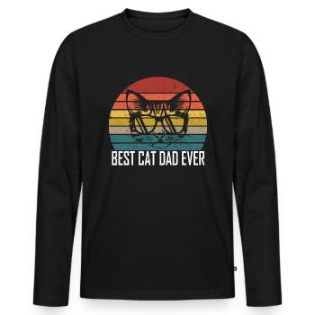 Papa chat Meilleur chat papa jamais motif de chat rétro - T-shirt manches longues Premium bio Homme - noir - Devant - Nico (187cm)