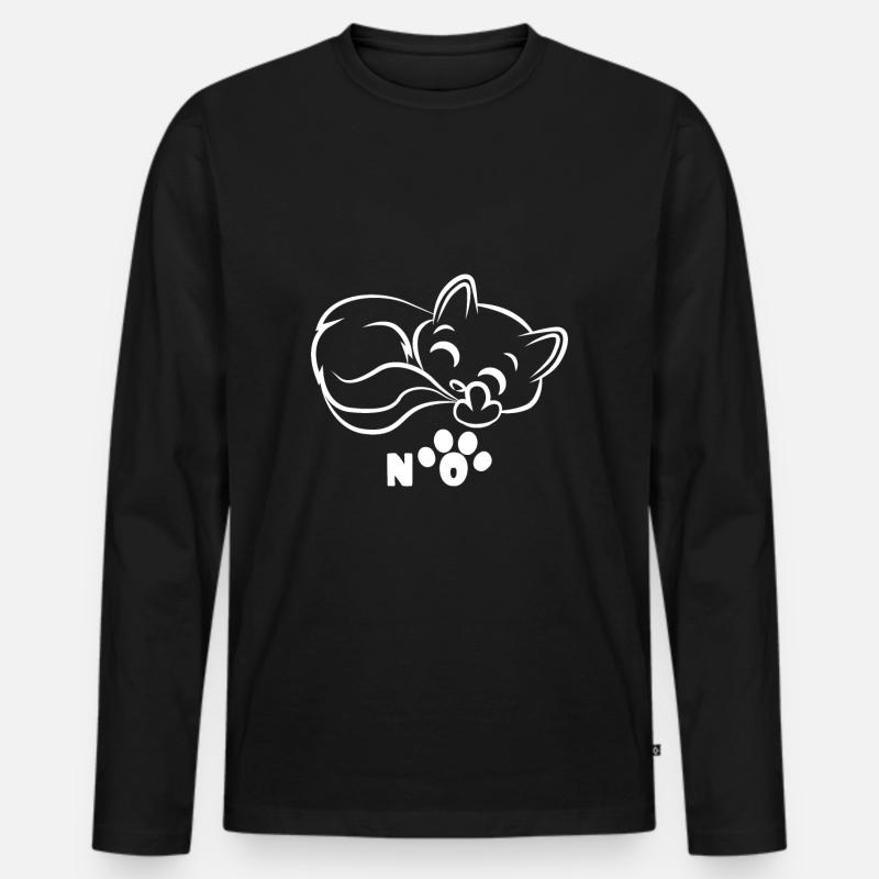 Müde Katze - Männer Premium Bio Langarmshirt - Schwarz