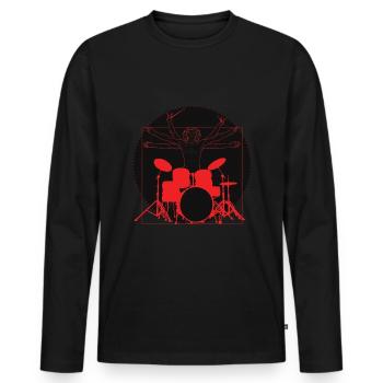Da Vinci Schlagzeuger - Männer Premium Bio Langarmshirt - Schwarz - Vorne - Nico (187cm)