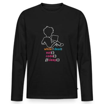 Codeurs Informatique - T-shirt manches longues Premium bio Homme - noir - Devant - Nico (187cm)