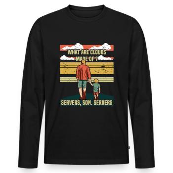 Programmer Papa - Clouds Server Son - Men's Premium Organic Long Sleeve Shirt - black - Front - Nico (187cm)