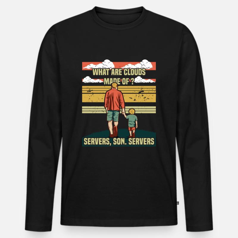 Programmer Papa - Clouds Server Son - Men's Premium Organic Long Sleeve Shirt - black