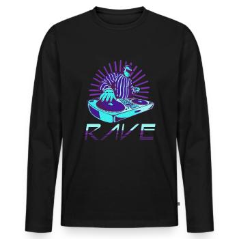 Electronic Music Party Aesthetic Techno Raver Rave - Männer Premium Bio Langarmshirt - Schwarz - Vorne - Nico (187cm)