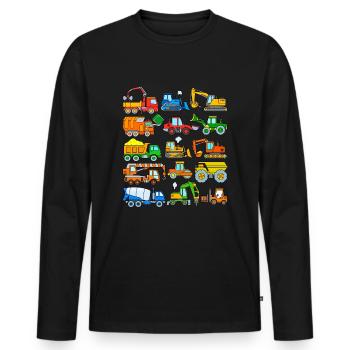 Truck Excavator Bulldozer Construction Site Construction Vehicle Children - Men's Premium Organic Long Sleeve Shirt - black - Front - Nico (187cm)