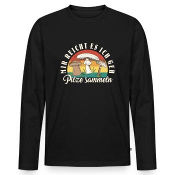 Pilzsammler Pilze suchen lustiges Pilzliebhaber - Männer Premium Bio Langarmshirt - Schwarz - Vorne - Nico (187cm)