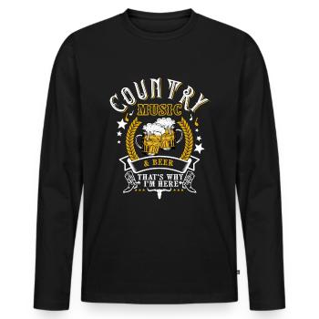 Country music and vintage beer - Men's Premium Organic Long Sleeve Shirt - black - Front - Nico (187cm)