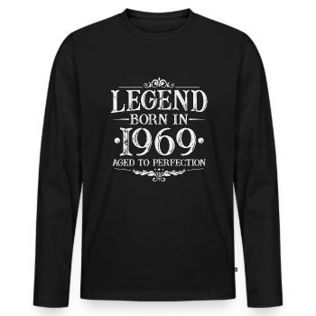 Légende depuis 1969 Vintage Born Anniversaire - T-shirt manches longues Premium bio Homme - noir - Devant - Nico (187cm)