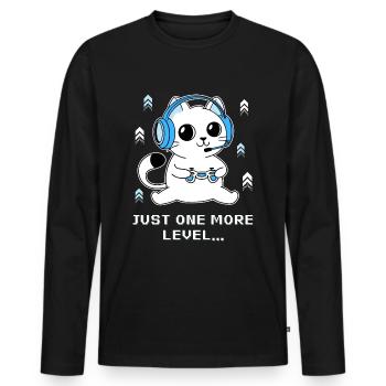 Nur noch eine Ebene - Männer Premium Bio Langarmshirt - Schwarz - Vorne - Nico (187cm)