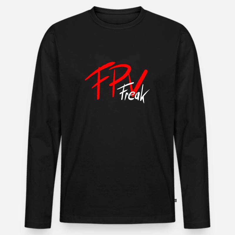 FPV FREAK - Männer Premium Bio Langarmshirt - Schwarz