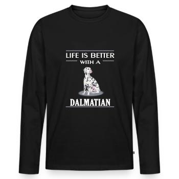 Dalmatian Dalmatiner - Men's Premium Organic Long Sleeve Shirt - black - Front - Nico (187cm)