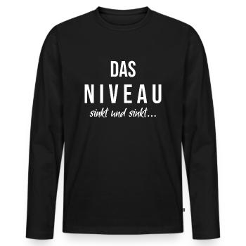 das niveau sinkt und sinkt - Männer Premium Bio Langarmshirt - Schwarz - Vorne - Nico (187cm)