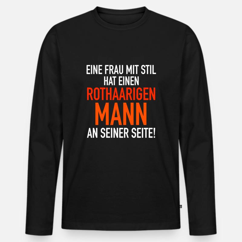 Rothaariger Mann rote Haare - Männer Premium Bio Langarmshirt - Schwarz