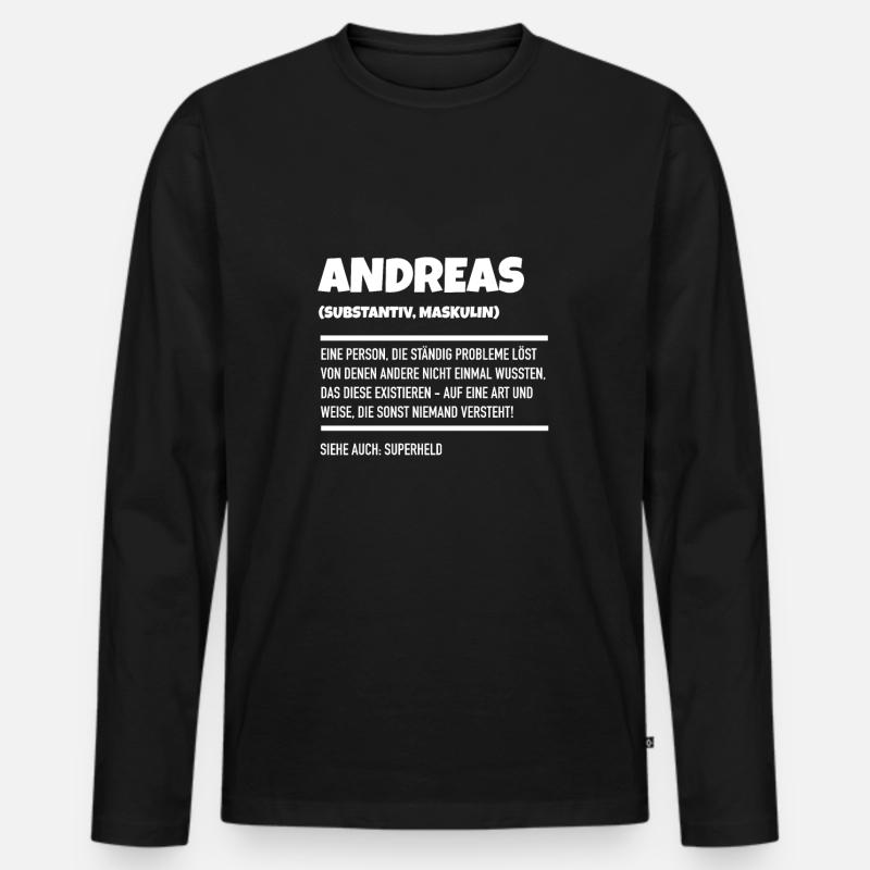 Andreas Name Geschenk - Männer Premium Bio Langarmshirt - Schwarz