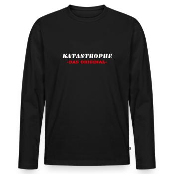 Katastrophe - Das Original - Männer Premium Bio Langarmshirt - Schwarz - Vorne - Nico (187cm)