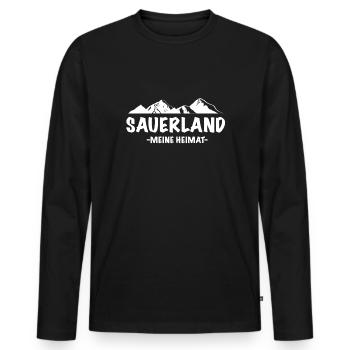 Meine Heimat das Sauerland - Männer Premium Bio Langarmshirt - Schwarz - Vorne - Nico (187cm)
