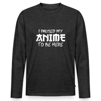 Anime - T-shirt manches longues Premium bio Homme - anthracite chiné - Devant - Nico (187cm)