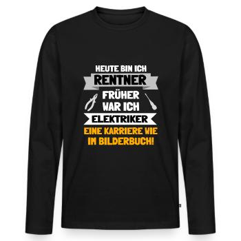 Elektriker in Rente und Ruhestand - Männer Premium Bio Langarmshirt - Schwarz - Vorne - Nico (187cm)