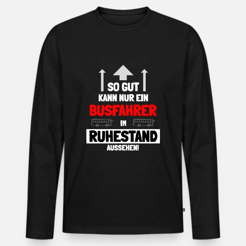 Busfahrer Fernbus Rentner Ruhestand - Männer Premium Bio Langarmshirt - Schwarz