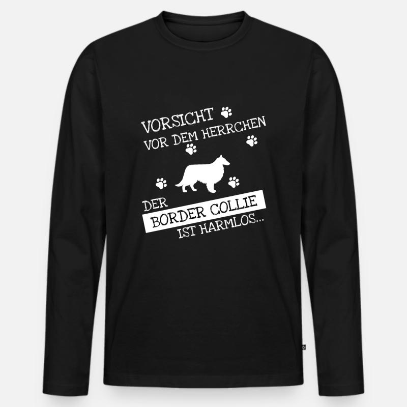 Border Collie - Männer Premium Bio Langarmshirt - Schwarz